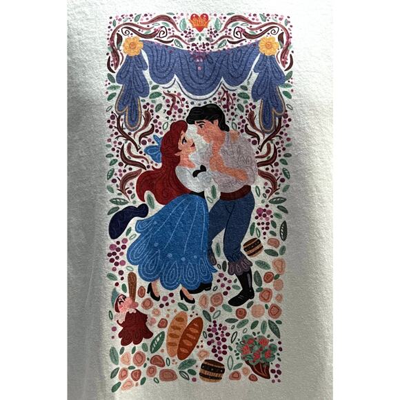 Disney Little Mermaid Ariel & Prince Eric Dancing T-Shirt - Size M Next Level - Picture 3 of 8